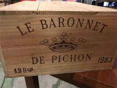 A Case of twelve bottles of 1983 Le Baronnet De Pichon wine.