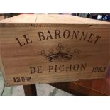 A Case of twelve bottles of 1983 Le Baronnet De Pichon wine.