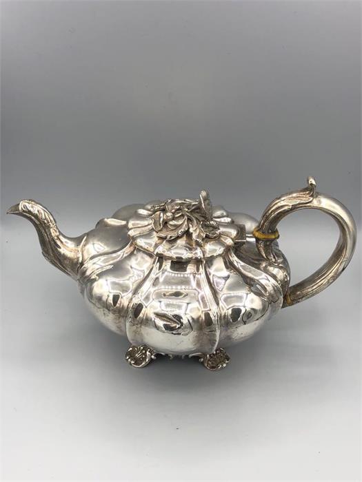 A William IV silver tea set, hallmarked London 1833 and with makers mark EB, Edward Barton - Image 2 of 11