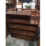 Vintage four shelf shelving unit made from packing cases.