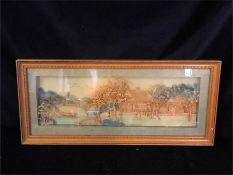 A Chinese landscaped scene, carved in cork.