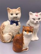 Three Decorative china cats