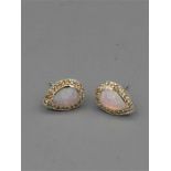 Pair of Silver Marcasite and Opal stud earrings