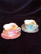 Two Cups and Saucers by W & C, the early mark for Foley and Shelley china.