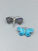 A silver & enamel butterfly brooch by John Atkins & sons, hallmarked Birminham 1917 and a sterling