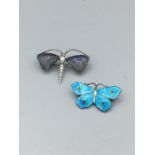 A silver & enamel butterfly brooch by John Atkins & sons, hallmarked Birminham 1917 and a sterling