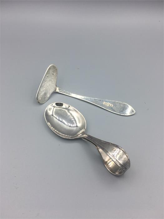 Hallmarked silver baby spoon and baby pusher