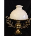 A Brass table lamp, an oil lamp conversion.
