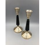 A Pair of silver candlesticks, hallmarked Birmingham, makers mark J R, John Rose.