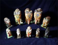 Ten Antique Papier Mache elephants