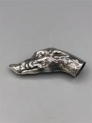 A Sterling silver Boars Head Cane Handle