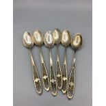 White metal teaspoons, six, marked 80 (154g)