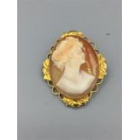 A Cameo brooch in a hallmarked 9ct gold setting