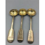 Three silver spoons London 1823