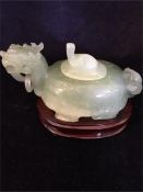 A Jade Chinese Dragon on stand and in presentation box