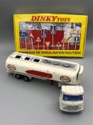 Dinky Esso tanker and boxed Dinky French road signs