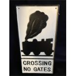 A cast iron level crossing sign