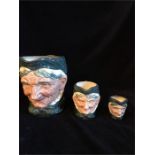 A set of three graduated Royal Doulton 'Granny' character jugs