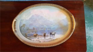 A Vintage Tray with a Highlands image of long horned cattle.