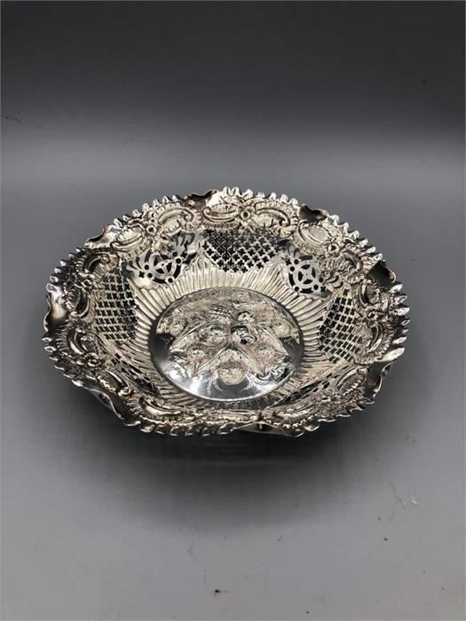 A silver bonbon dish