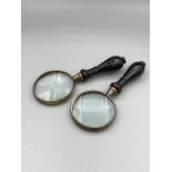 Two 2" plated magnifying glasses