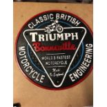 A Large Triumph Bonneville sign