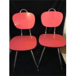 Pair of Red 1950's Bistro/Diner chairs