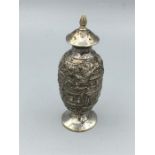 A White metal Chinese pepper pot