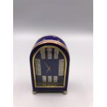 1920s French brass miniature blue enamel clock Measurement 71/2cm High x 5cm Wide