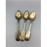 Three Georgian teaspoons, makers mark EF