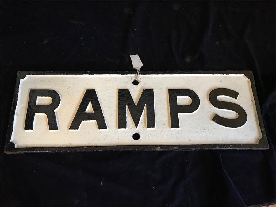 An Original cast iron railway sign 'RAMPS'