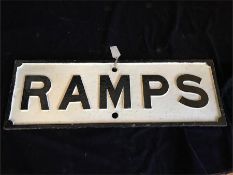 An Original cast iron railway sign 'RAMPS'