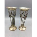 A Pair of silver vases (AF) hallmarked Birmingham 1907, (198g)