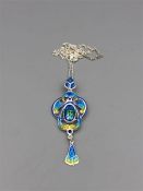 A silver and enamel Art Nouveau style necklace