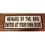 A Cast Iron Large Dog warning sign