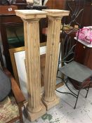 Two wooden column pine plinths