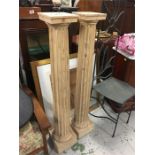 Two wooden column pine plinths