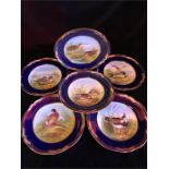 Six Game Bird Spode Hand painted plates