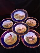 Six Game Bird Spode Hand painted plates