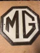 A Cast Iron MG sign