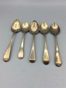 Five Assorted hallmarked silver spoons (69g)