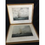 Outward Bound and Homeward Bound Tinted Etchings painted by S.Walters engraved by H.Papprill