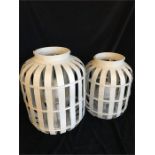 Pair of grey garden lanterns