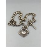 A hallmarked silver fob watch chain