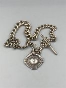 A hallmarked silver fob watch chain