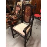 One carved oak lattice backed chair