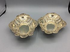 Pair of silver Bonbon dishes hallmarked Chester (119g) WN