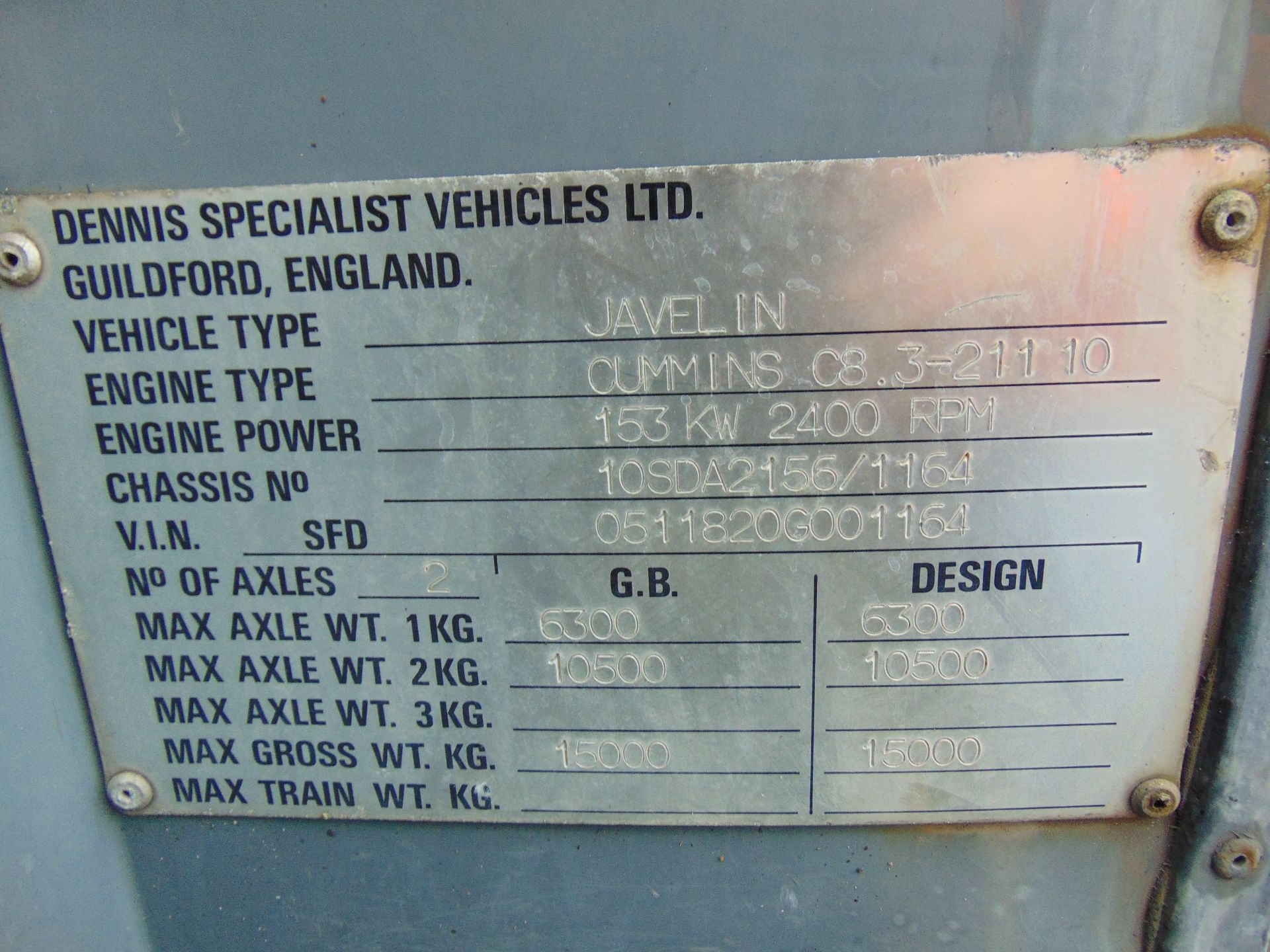 Dennis Javelin Vanguard III 40 Seat Coach - Image 15 of 15