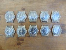 10 x Genuine British Army CWC quartz wrist watches which are suitable for spares or repairs