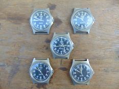 5 x Genuine British Army CWC quartz wrist watches which are suitable for spares or repairs